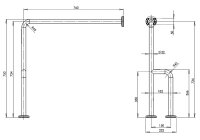 Wand-Bodenhaltegriff mit extra Stützstange links Edelstahl